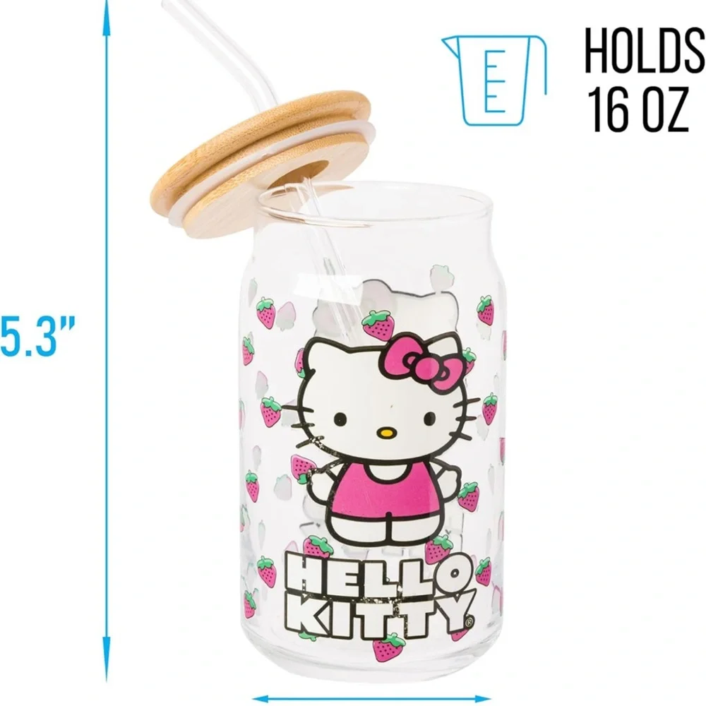 Hello Kitty Glass Tumbler with Straw - Picture 3 of 8